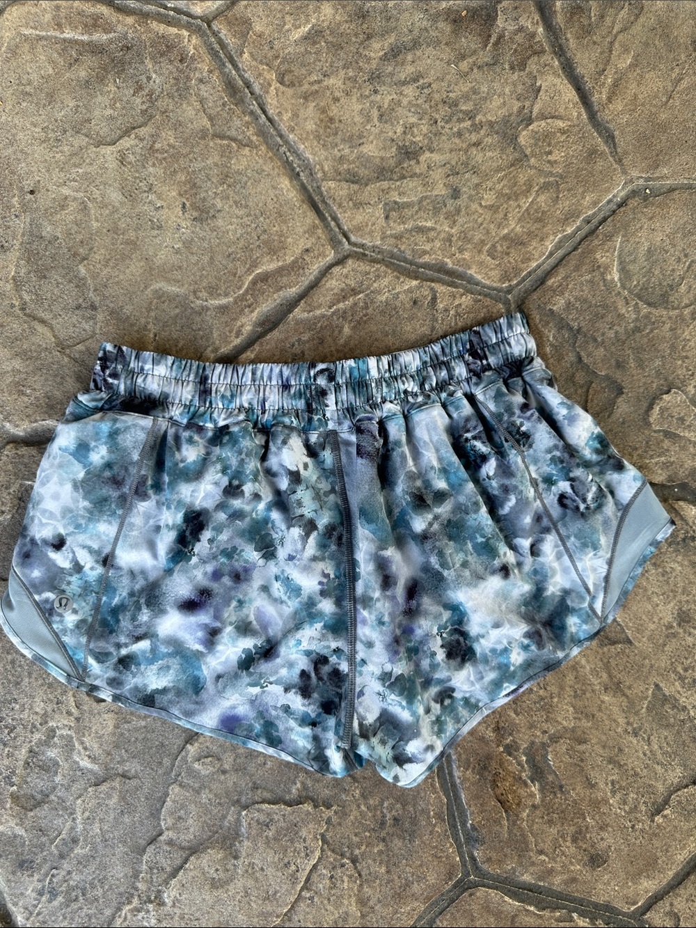 lululemon athletica Blue and Gray Watercolor Athletic Shorts